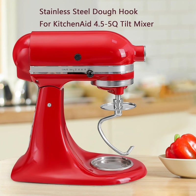 KINGEAGLE Stainless Steel Dough Hook for KitchenAid 4.5-5 Quart Tilt-Head Stand Mixers, Dishwasher Safe Metal Kneading Bread Hook Attachment for Kitchen Aid - Image 3
